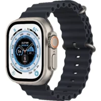Apple Watch Ultra GPS + Cellular, 49mm Titanium Case with Midnight Ocean Band - Next-gen smartwatch with GPS and cellular connectivity. Sleek titanium case and fashionable midnight ocean band for ultimate style and durability.