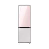 SEO-friendly alt text for the image: 'Pink 339L Bottom Freezer Refrigerator - Sleek and Stylish Fridge for Modern Kitchens