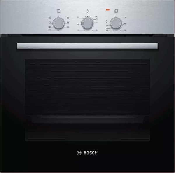 High-performance Bosch HBF011BR1M Serie 2 60 cm Built-in Electric Oven, 66 Litres capacity, showcased in sleek Stainless Steel finish