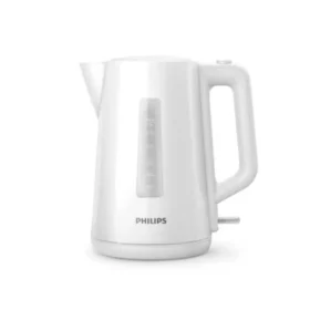 High-definition image of a white Philips Kettle with a capacity of 1.7 liters and a power output of 2200 watts - Model HD9318 01